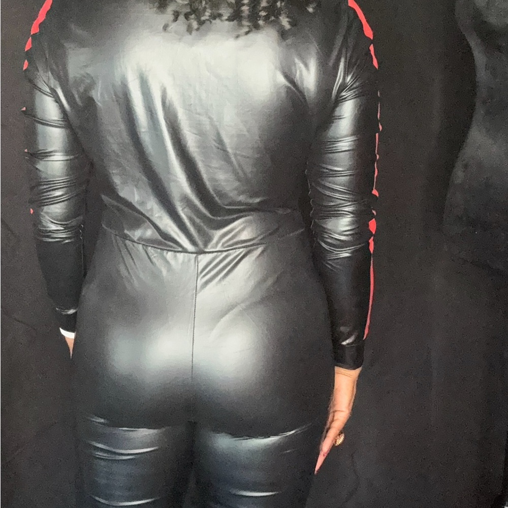 Fashion Nova Black Jumpsuit with Red Accents